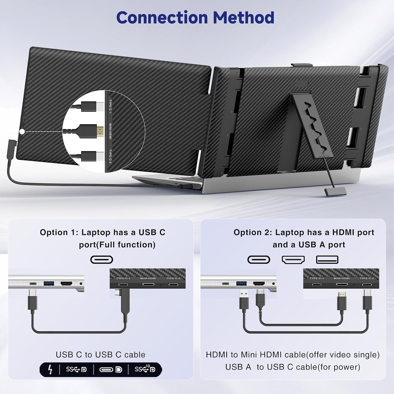 Detalle 2 de Siaviala 14-inch FHD 1080P IPS Dual Screen Laptop Extender (Portable monitor for 13–17.3-inch laptops)
