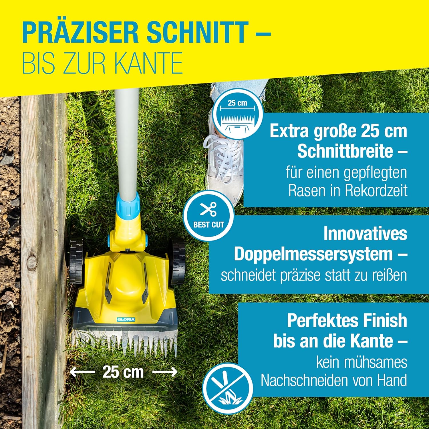 Thumbnail 4 de Gloria FineCut 18V Rasentrimmer & Kantenschneider Set – 25 cm Schnittbreite, Bosch Akku inkl. Ladegerät