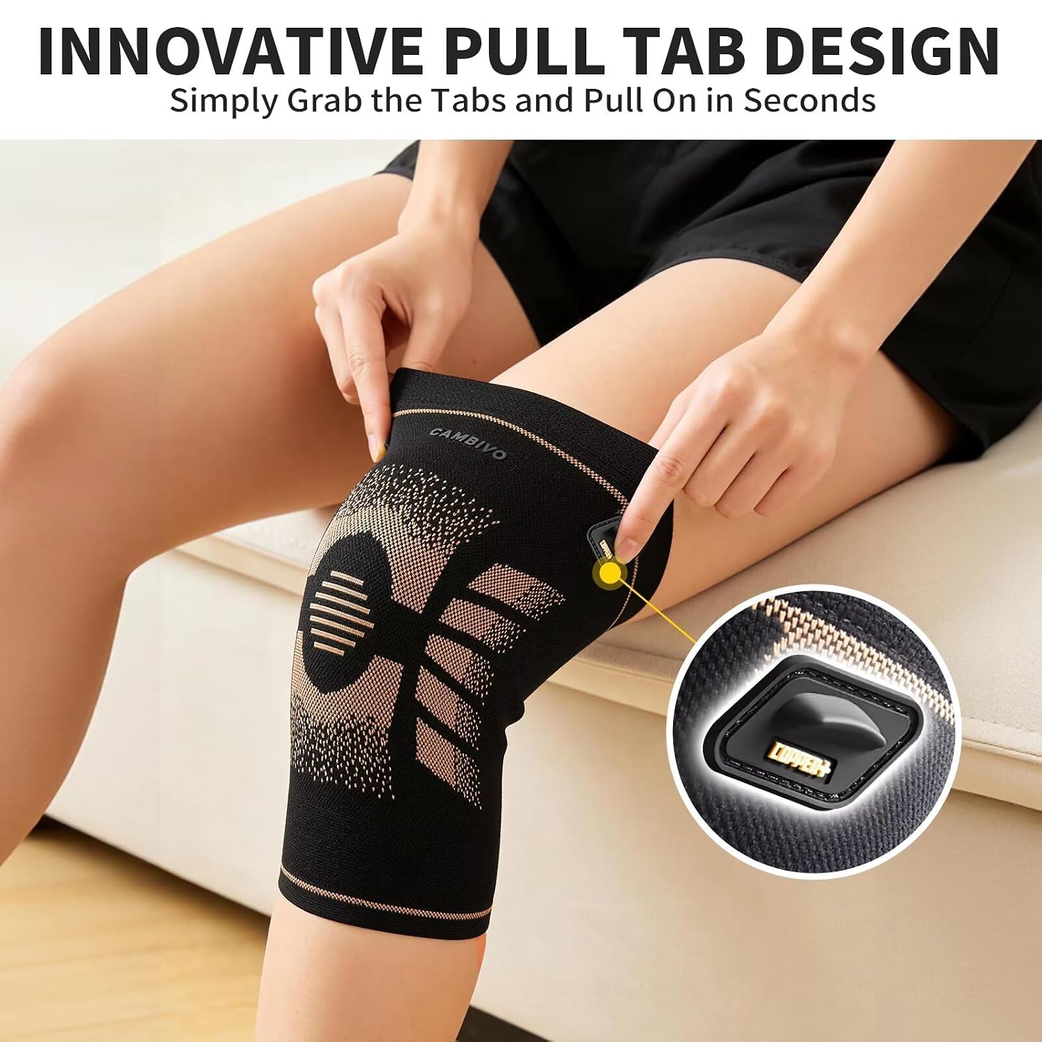Thumbnail 2 de CAMBIVO Knee Support 2-Pack: Copper Ion Odour Control Compression Sleeves for Daily and Sports Use