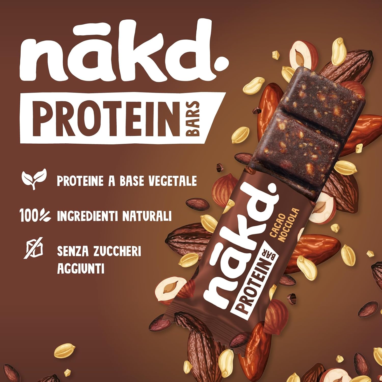 Thumbnail 3 de Nākd. Protein Cacao Nocciola – Barre Proteiche con 7 g di proteine vegetali