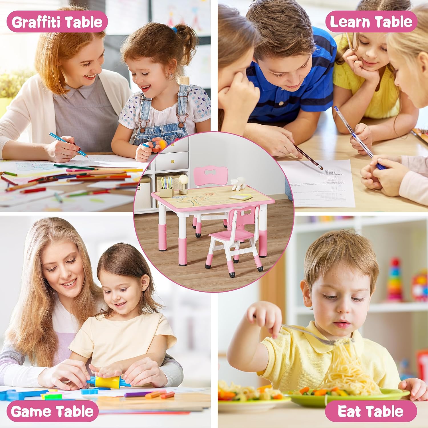 Detalle 2 de Brelley Adjustable Kids' Table and Chair Set 31.5" L x 23.6" W