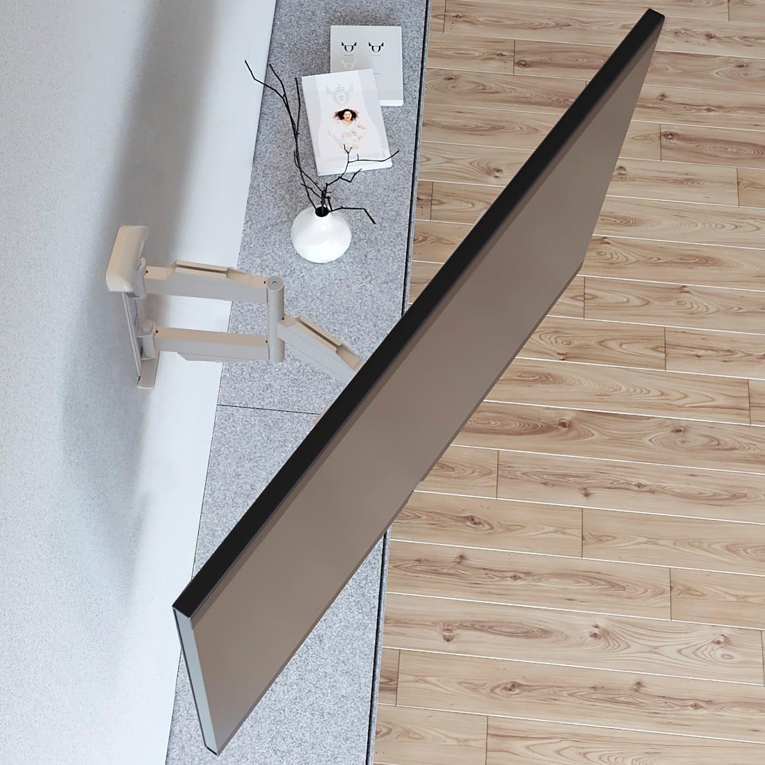 Detalle de Hama TV-Wandhalterung schwenkbar, neigbar und ausziehbar für 19–48 Zoll bis 20 kg (VESA 75×75–200×200) schwarz-weiß