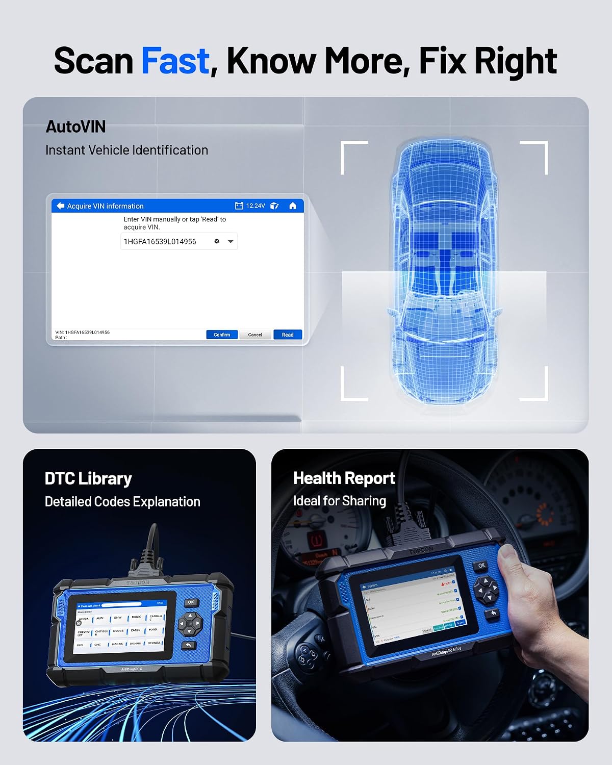 Thumbnail 5 de TOPDON AD600S OBD2 Scanner: Advanced 9‑in‑1 Diagnostic Tool with Auto-VIN and Lifetime Updates