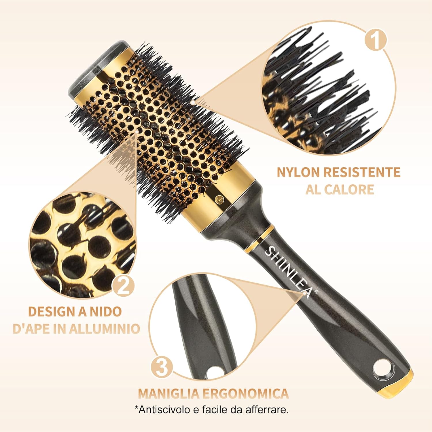 Detalle 2 de SHINLEA spazzola rotonda lisciatrice 43 mm per capelli