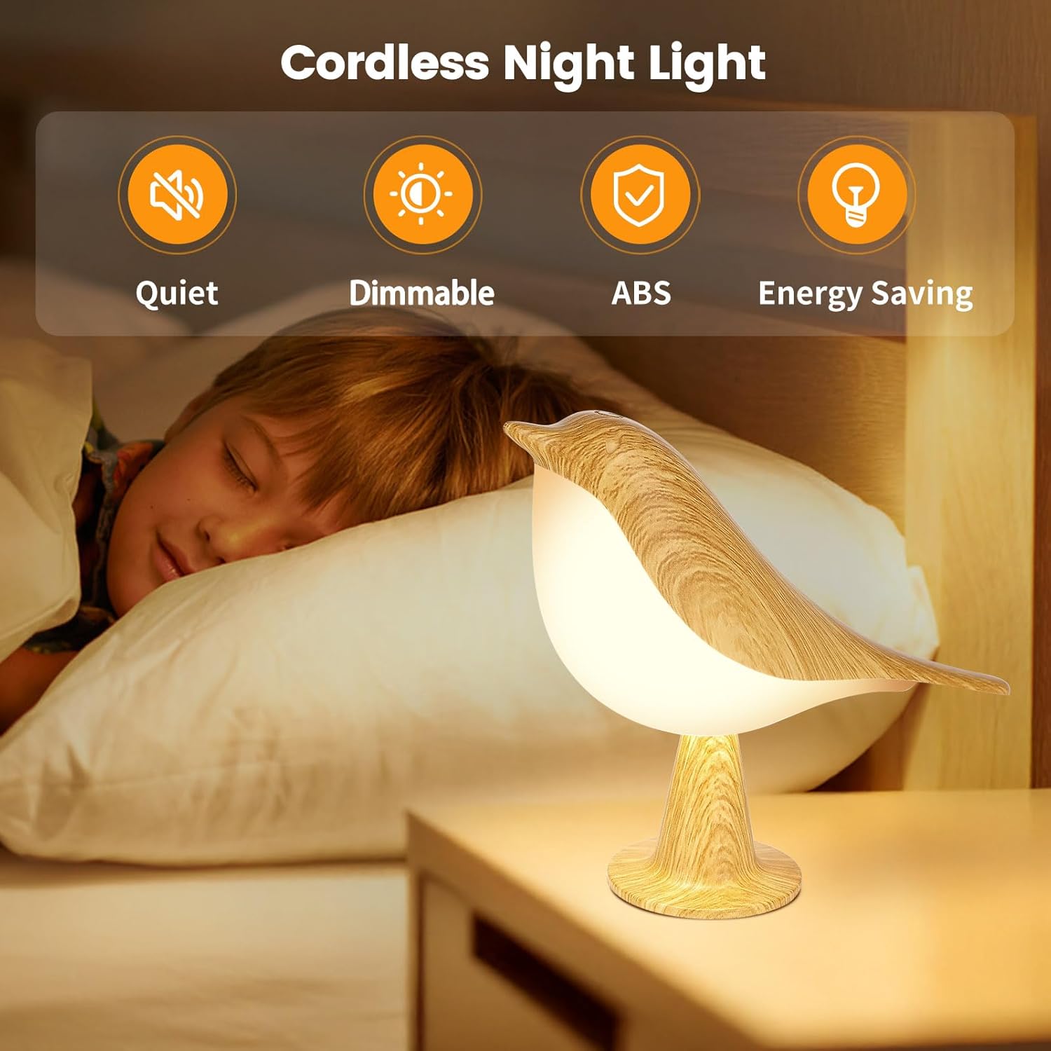 Thumbnail 2 de 2Pack Touch Control Bird-Shaped Table Lamps (USB Rechargeable, 3-Way Dimmable) for Bedroom, Kids & Home