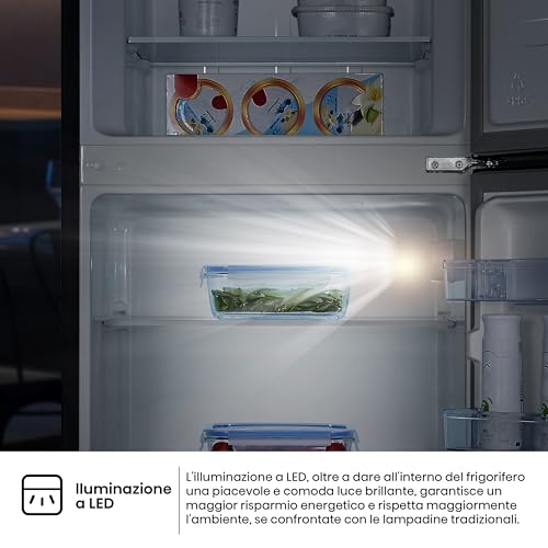 Detalle 2 de Hisense MTM55205EB Frigorifero Doppia Porta – 206 L, Nero, Illuminazione LED, Porte reversibili
