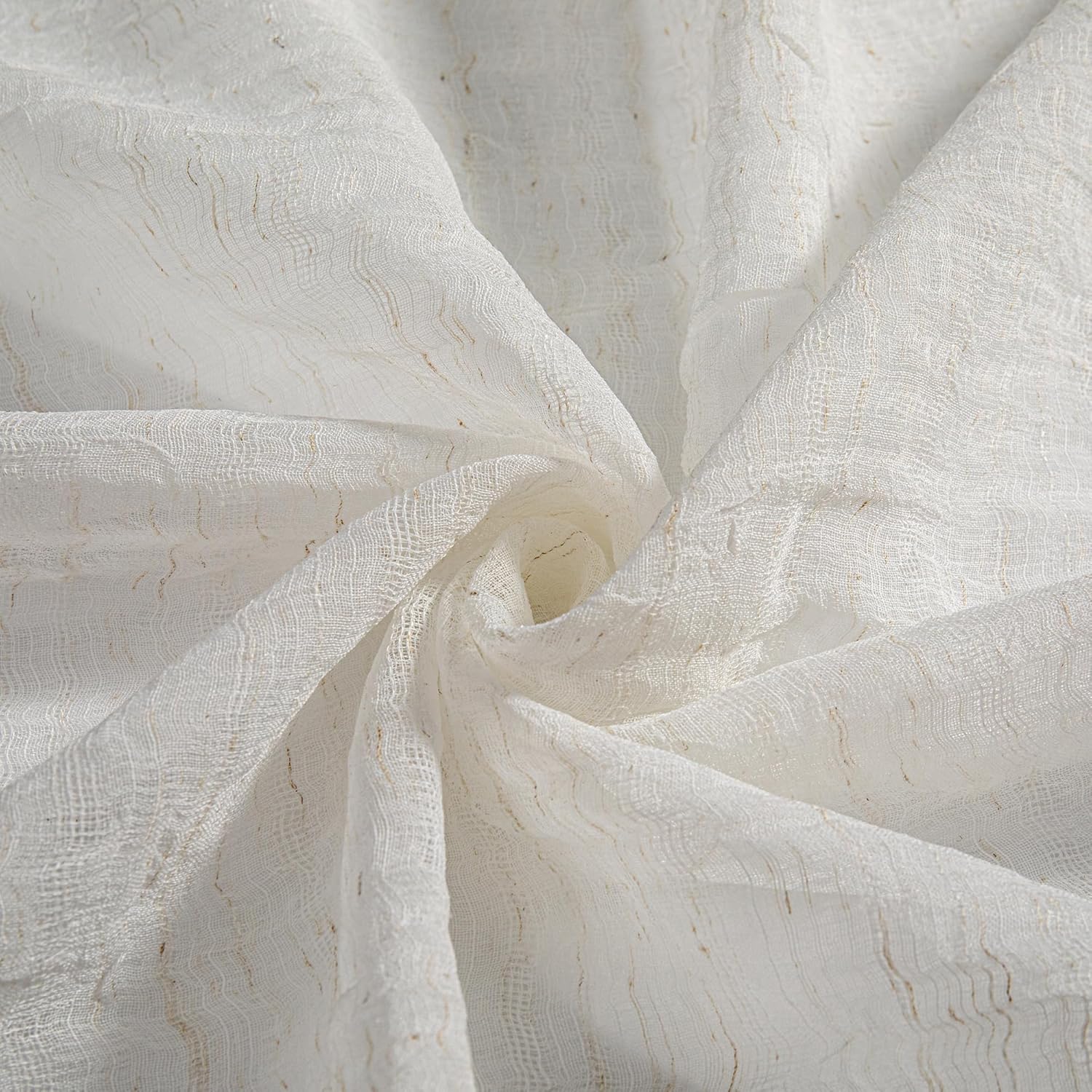 Thumbnail 6 de MYSKY HOME Kurz-Gardinen Set (2er) Boho-Leinenoptik halbtransparent, Beige – H 160 x B 140 cm