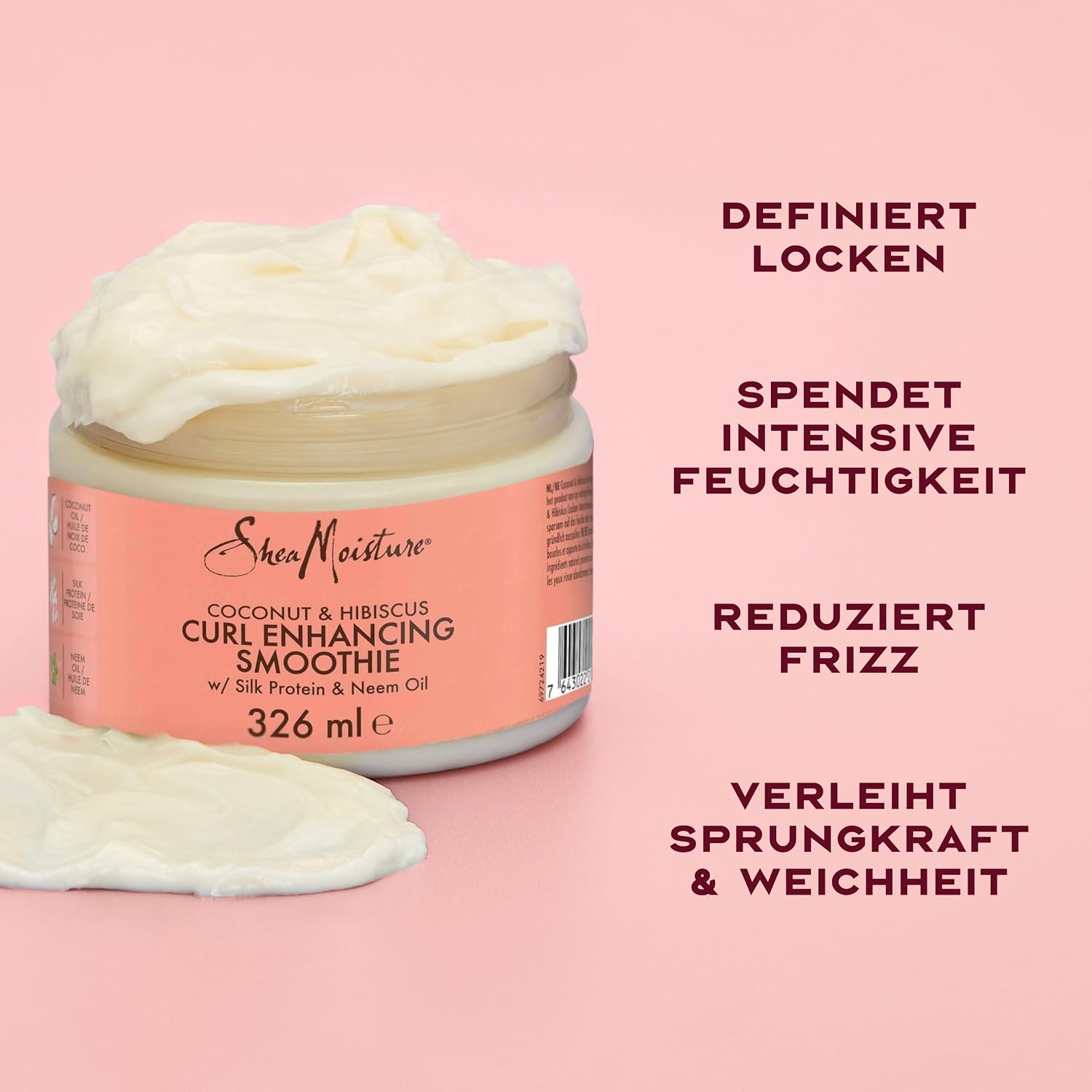 Detalle 2 de Shea Moisture Coconut & Hibiscus Curl Enhancing Smoothie (326 ml) – Lockencreme für definierte, glänzende Locken