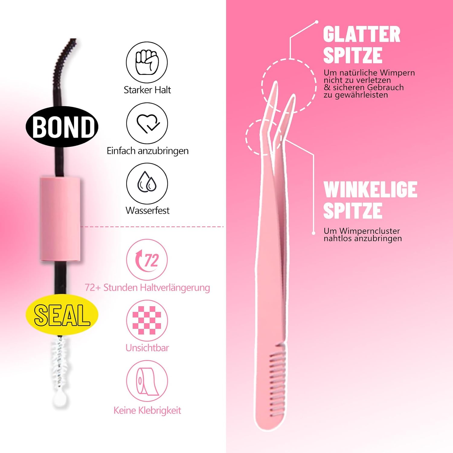 Detalle de Inexorablex Wimpern Extensions Set – Cluster Lash (8–16 mm) mit Lash Bond & Seal, Pinzette & Pinsel (570 pcs)