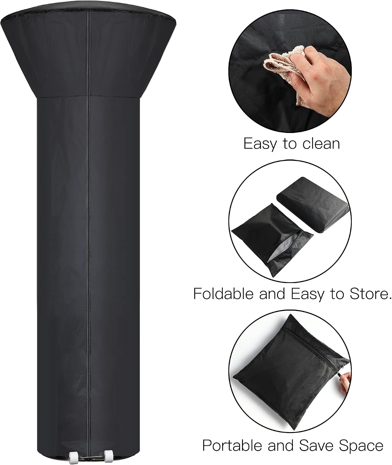 Detalle de Hualedi Patio Heater Cover, 89-Inch Oxford Fabric with Zipper