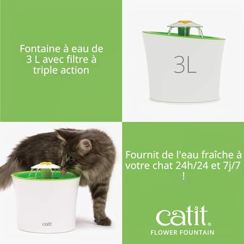 Thumbnail 2 de Catit Fontaine à fleurs originale avec fenêtre de niveau d'eau, 3 litres