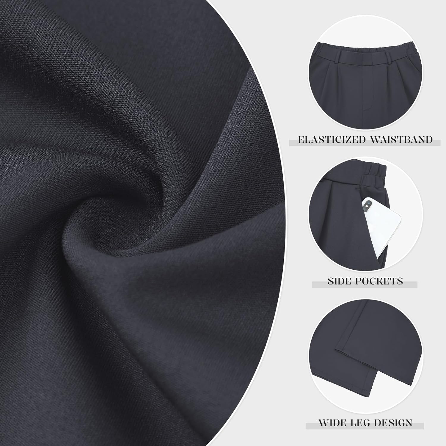 Thumbnail 4 de Friptspyg Palazzo-Hosen Damen – lässige Stretch-Freizeithose mit Taschen und elastischem Bund