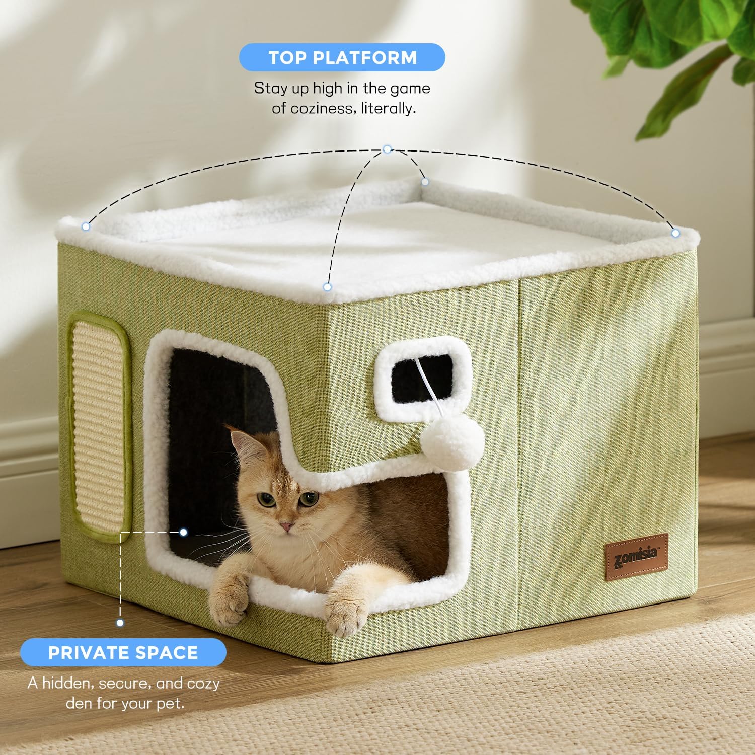Thumbnail 6 de ZOMISIA Heated Cat House Bed with Adjustable Timer and Temperature Control