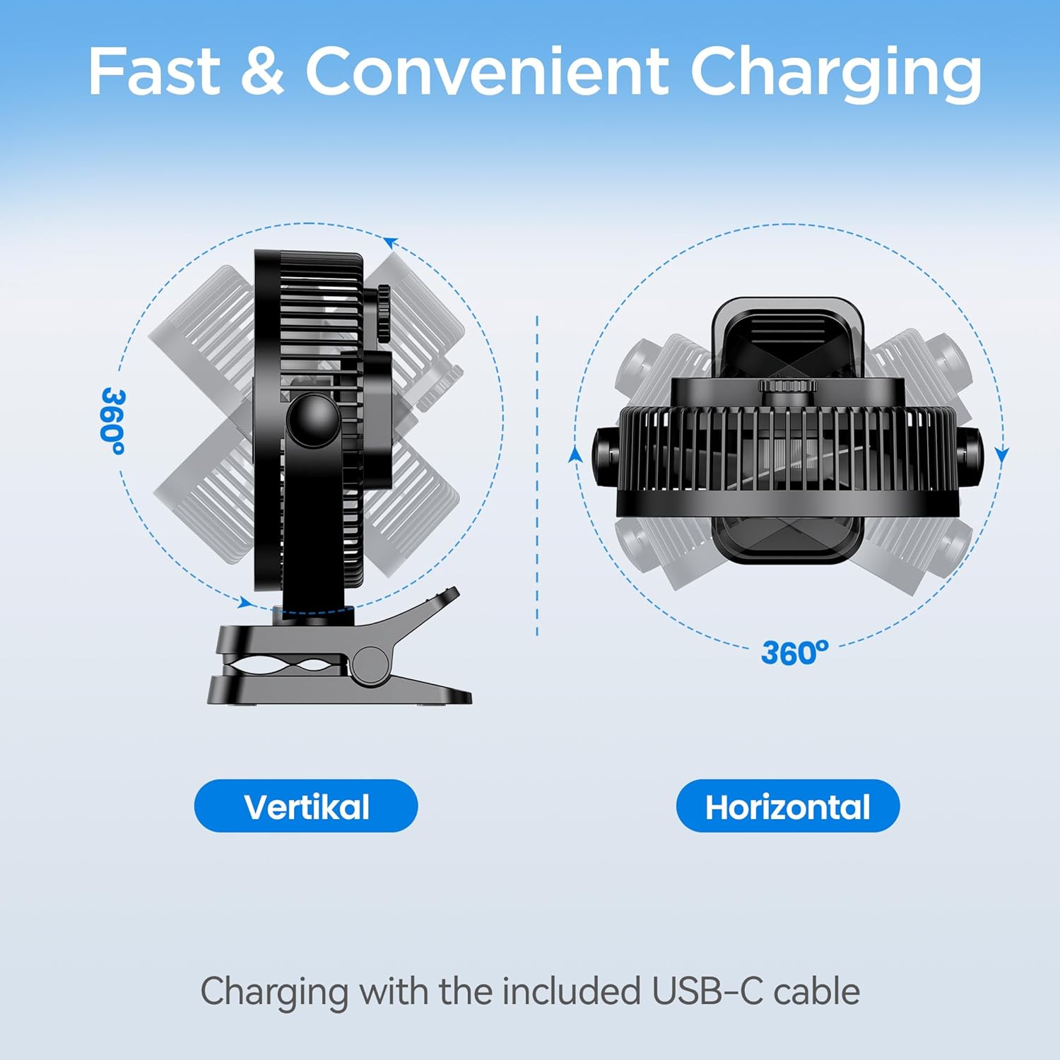 Thumbnail 6 de EasyAcc 10000mAh Portable Clip on Fan – All‑in‑one cooling and power bank