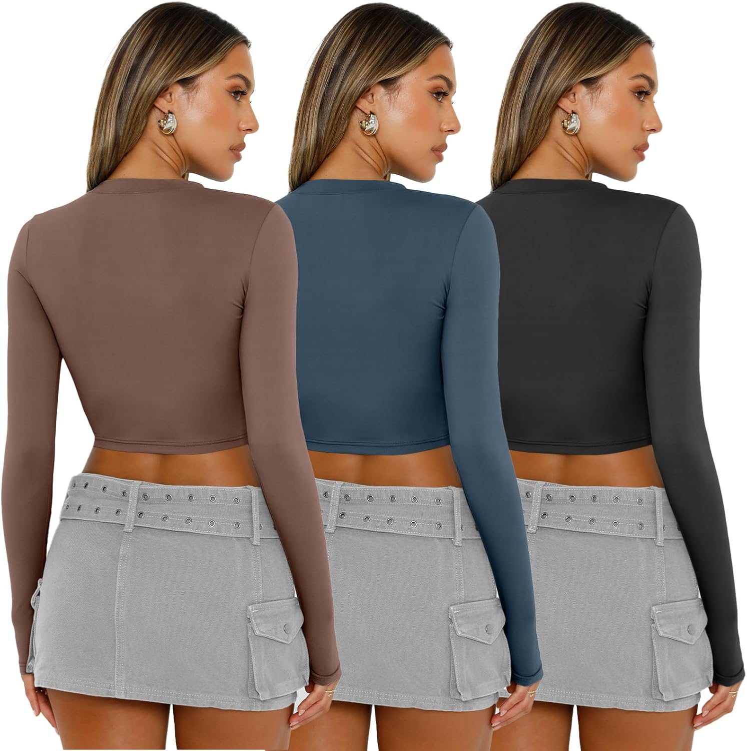 Detalle 2 de AUTOMET 3-Pack Long Sleeve Crop Tops 2026