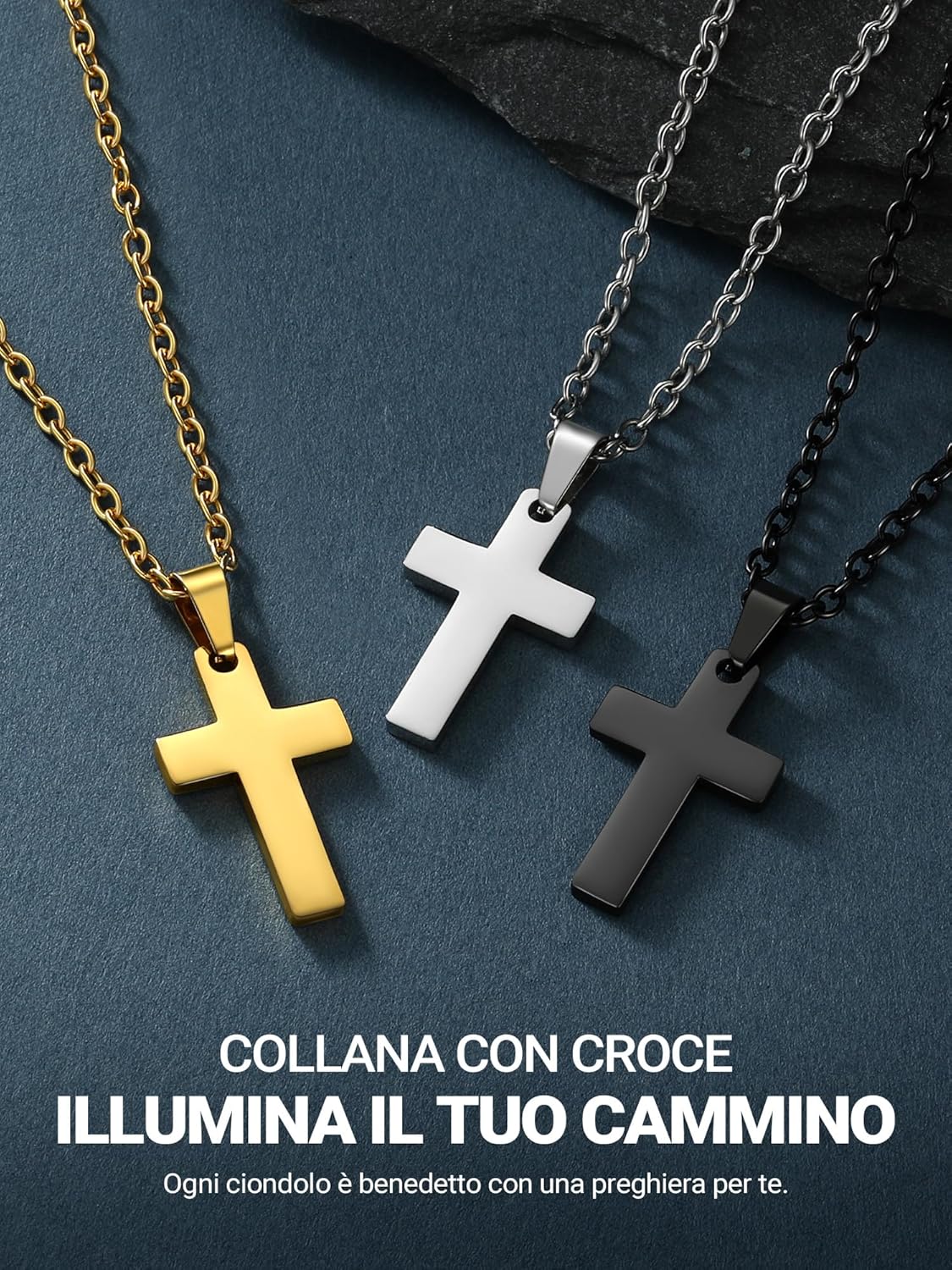 Thumbnail 3 de PROSTEEL Collana Croce Uomo in Acciaio Inox Chirurgico con Ciondolo 31/43 mm – Personalizzabile e in confezione regalo