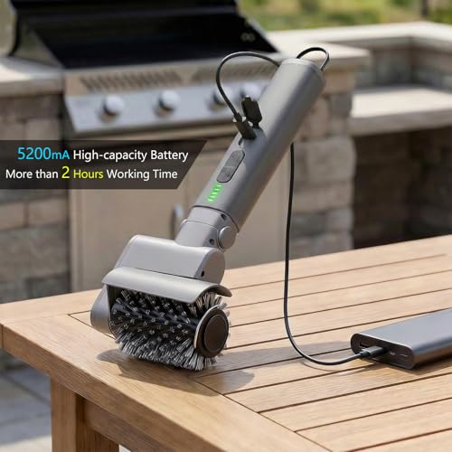Detalle 2 de Kit de Cepillo Eléctrico para Barbacoa 3 en 1 Mistcado – Limpiador Inalámbrico con 3 Cabezas y Batería de 2 Horas