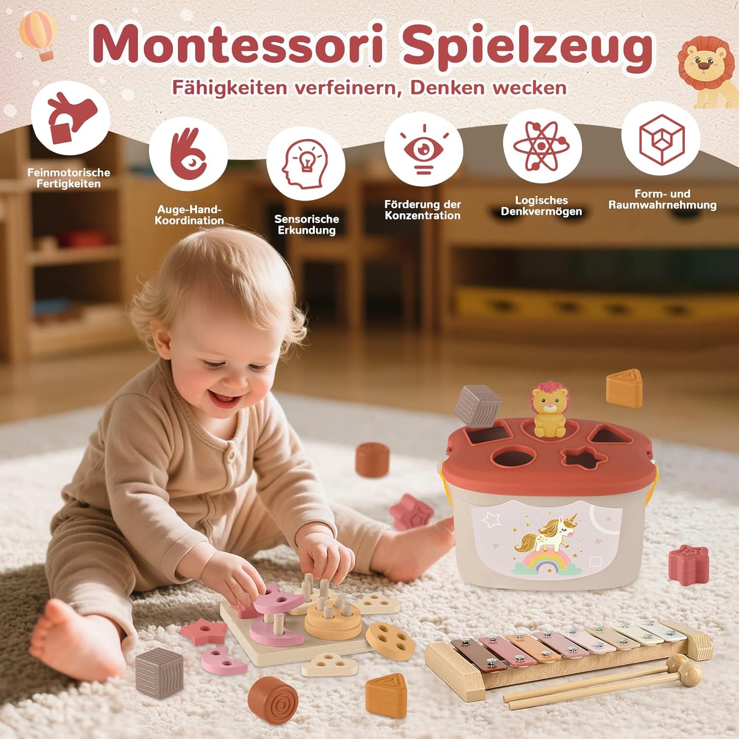 Thumbnail 1 de Montessori 5‑in‑1 Baby Spielzeug ab 6 Monaten
