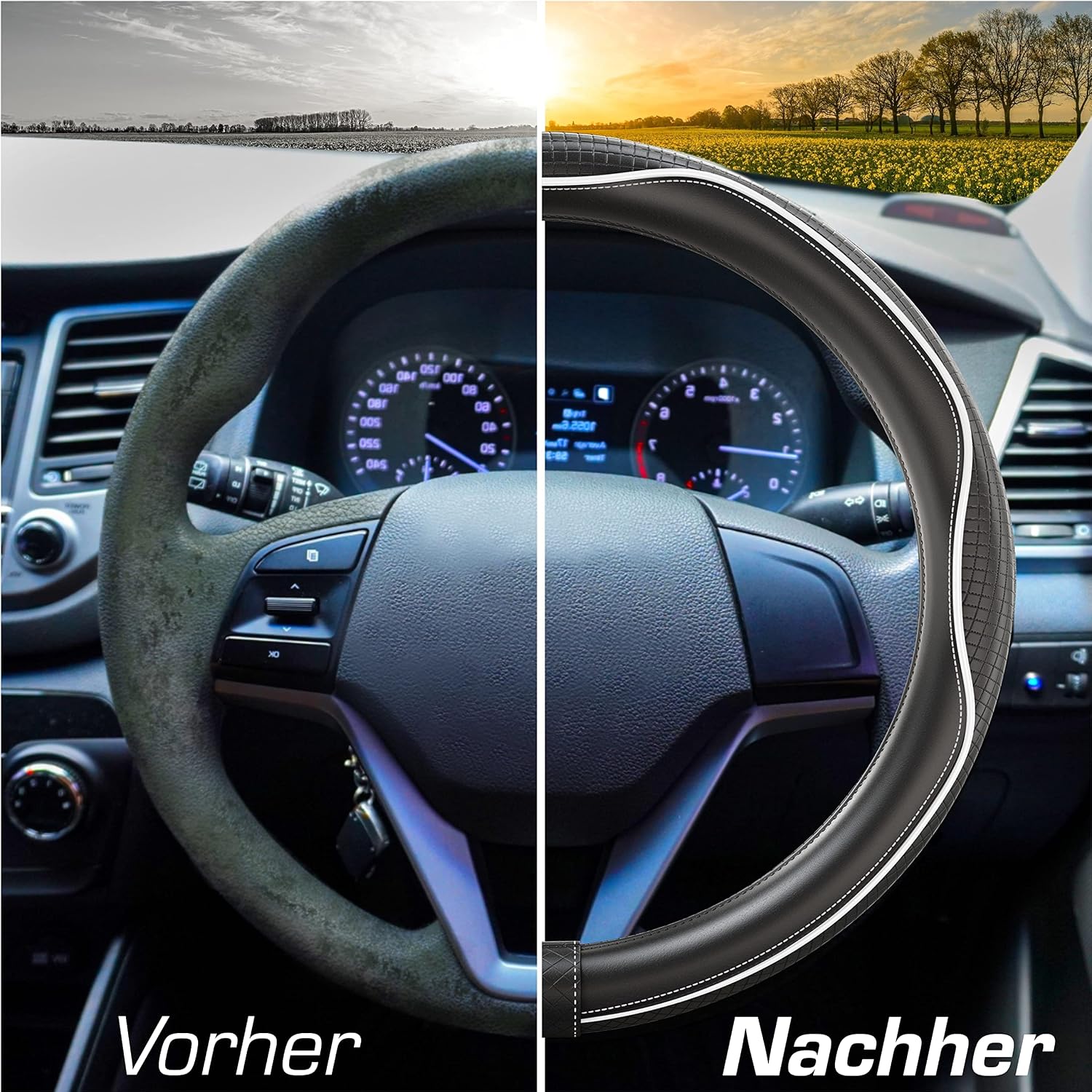 Detalle 2 de Upgrade4cars Lenkradbezug 37-38 cm Lederoptik