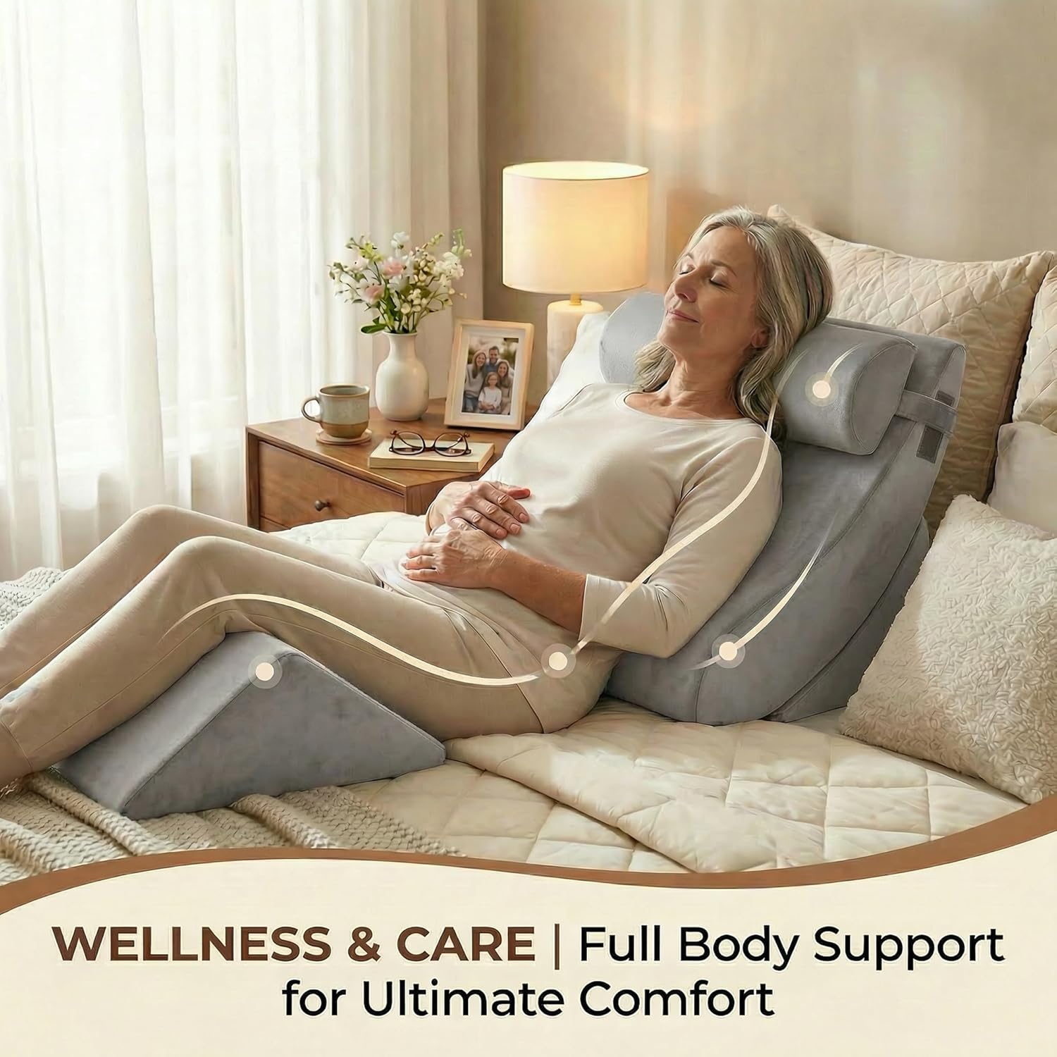 Thumbnail 4 de Axelrod 4PCS Orthopedic Bed Wedge Pillow Set (post-surgery foam) for back, neck & leg comfort