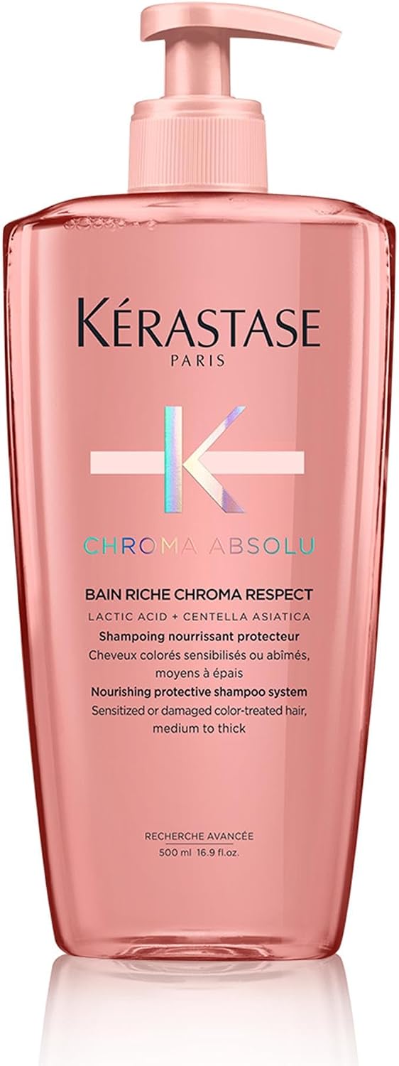 Detalle de Kérastase Chroma Absolu Bain Riche Chroma Respect 500 ml: shampoo per capelli colorati sensibilizzati o danneggiati (da medi a spessi)