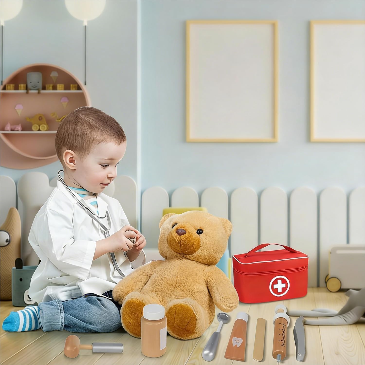 Detalle 2 de TGTT Doctors Set for Kids: 2-in-1 Dress-Up Kit with Real Stethoscope