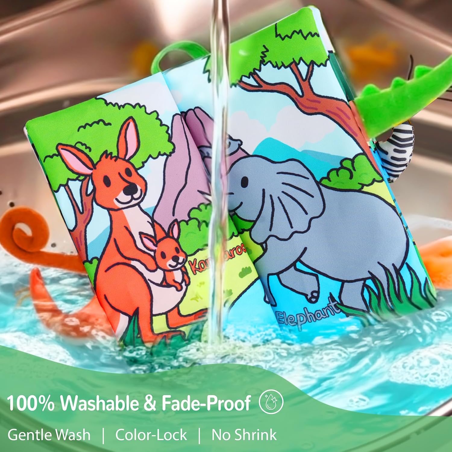 Thumbnail 5 de HECCEI Baby Books Sensory Jungle Cloth Book with Crinkle Pages & Tail Touch Feel (0–12 months)