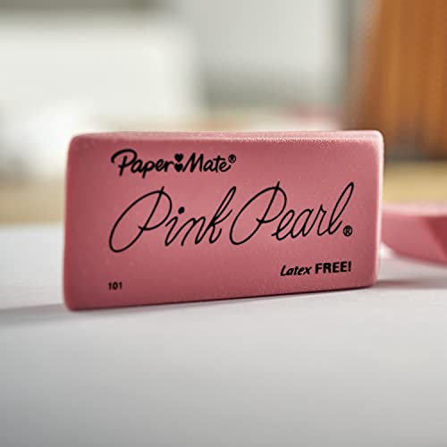 Detalle de Paper Mate Pink Pearl Erasers (12 Count) – Latex-Free, Smudge-Resistant