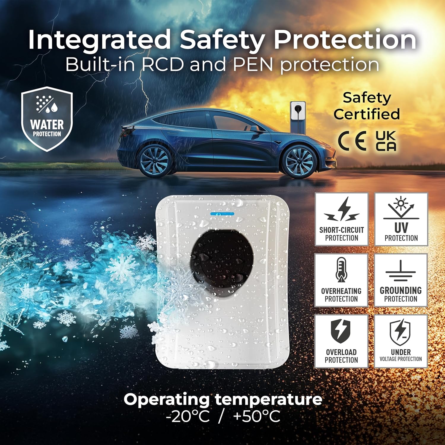 Thumbnail 3 de Masterplug Smart EV Home Wall Charger (Type 2, 7.4kW, 32A) with Wi‑Fi, Solar charging and Auto‑Lock – EVCM3SS7W‑MP