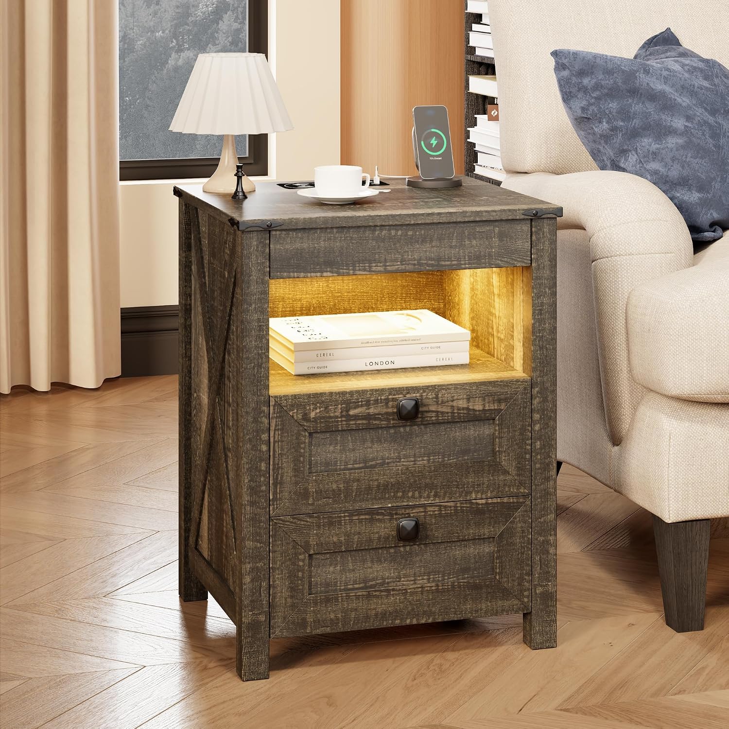 Thumbnail 6 de Farmhouse LED nightstand