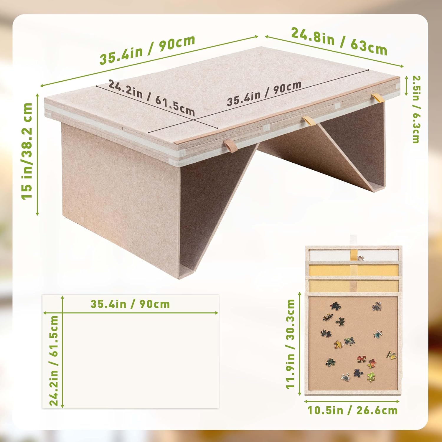 Thumbnail 6 de Tektalk Felt Jigsaw Puzzle Board with 3-Tilting-Angle, Foldable Legs, 4 Drawers & Cover (for 1500-piece puzzles)