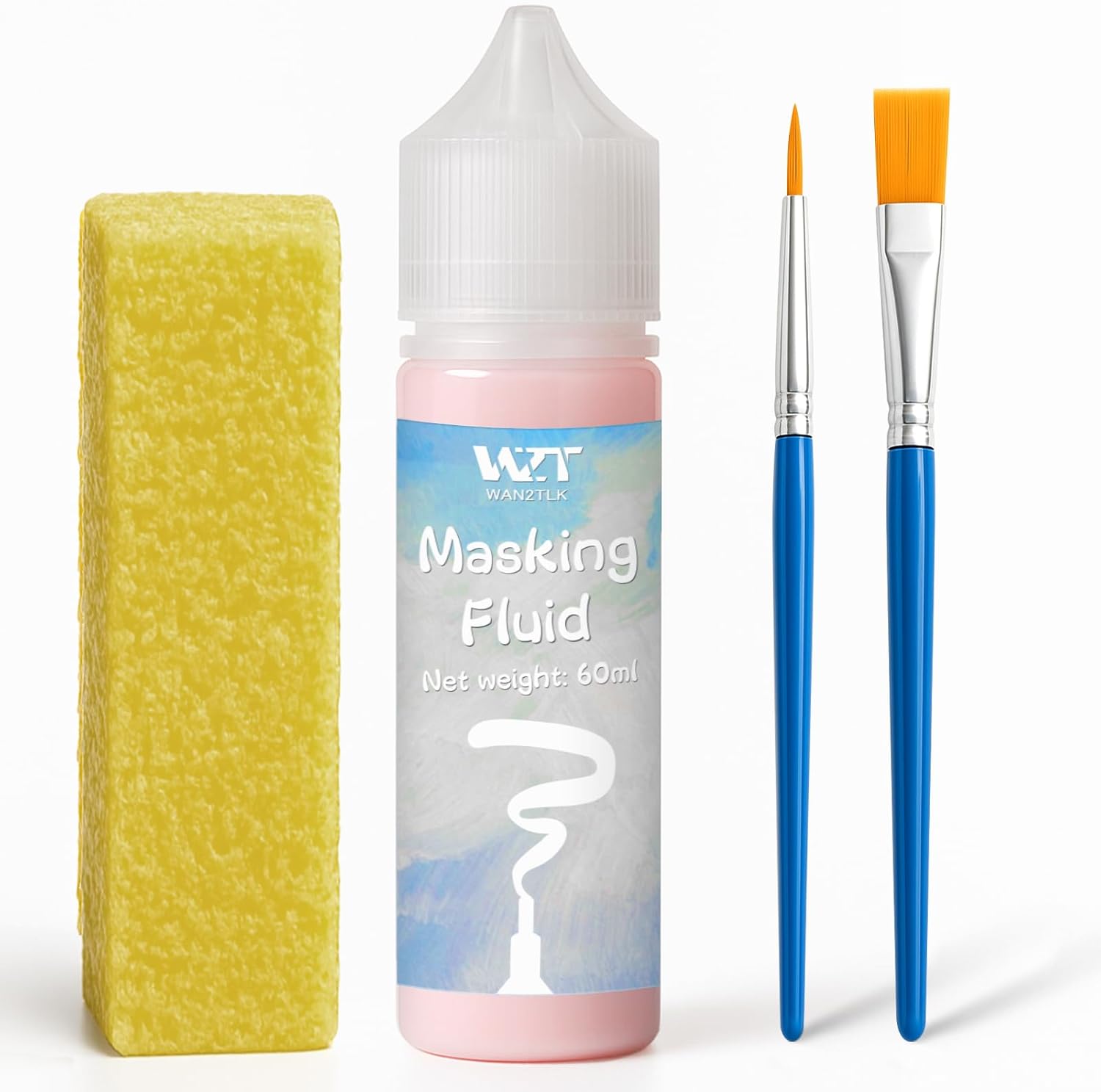 Detalle de WAN2TLK Masking Fluid for Watercolour Painting 60ml – Red with Pen-Style Applicator, Includes Brush and Eraser