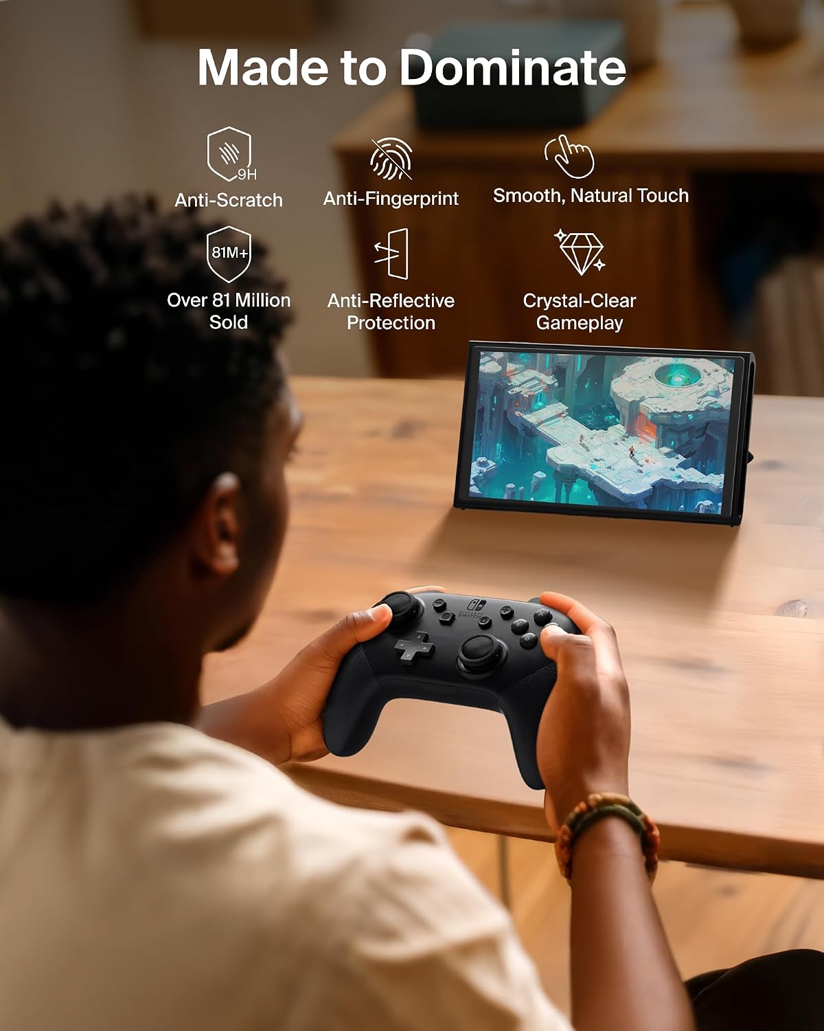 Detalle de Belkin TemperedGlass Anti-Reflective Screen Protector for Nintendo Switch 2 (9H Hardness, Slim Fit, Anti-Glare)