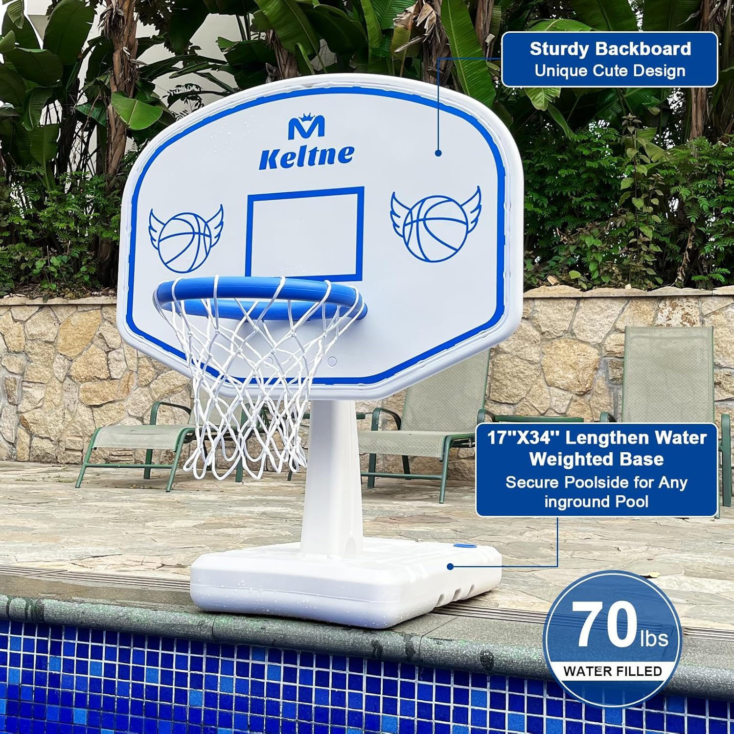 Thumbnail 5 de Dahivs LED Pool Basketball Hoop Poolside: Oversized, Solar-Powered Night Games
