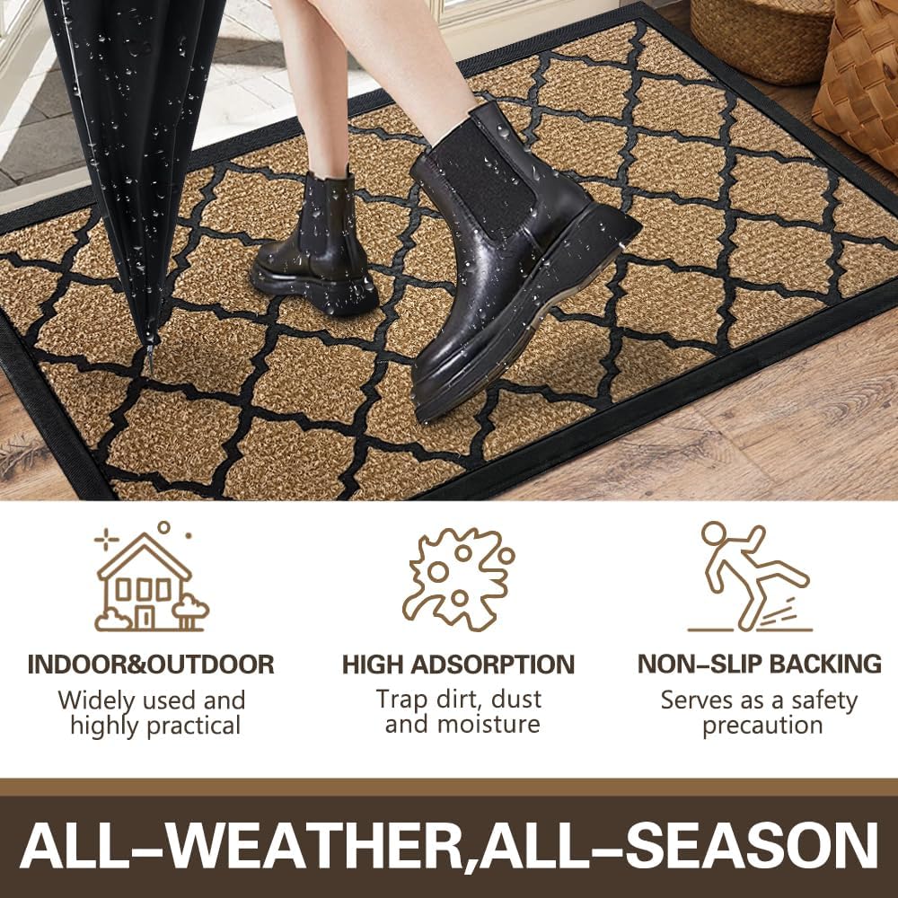 Detalle de Qingbei Rina Outdoor Doormat 40x70cm – Heavy Duty, Non-Slip and Waterproof