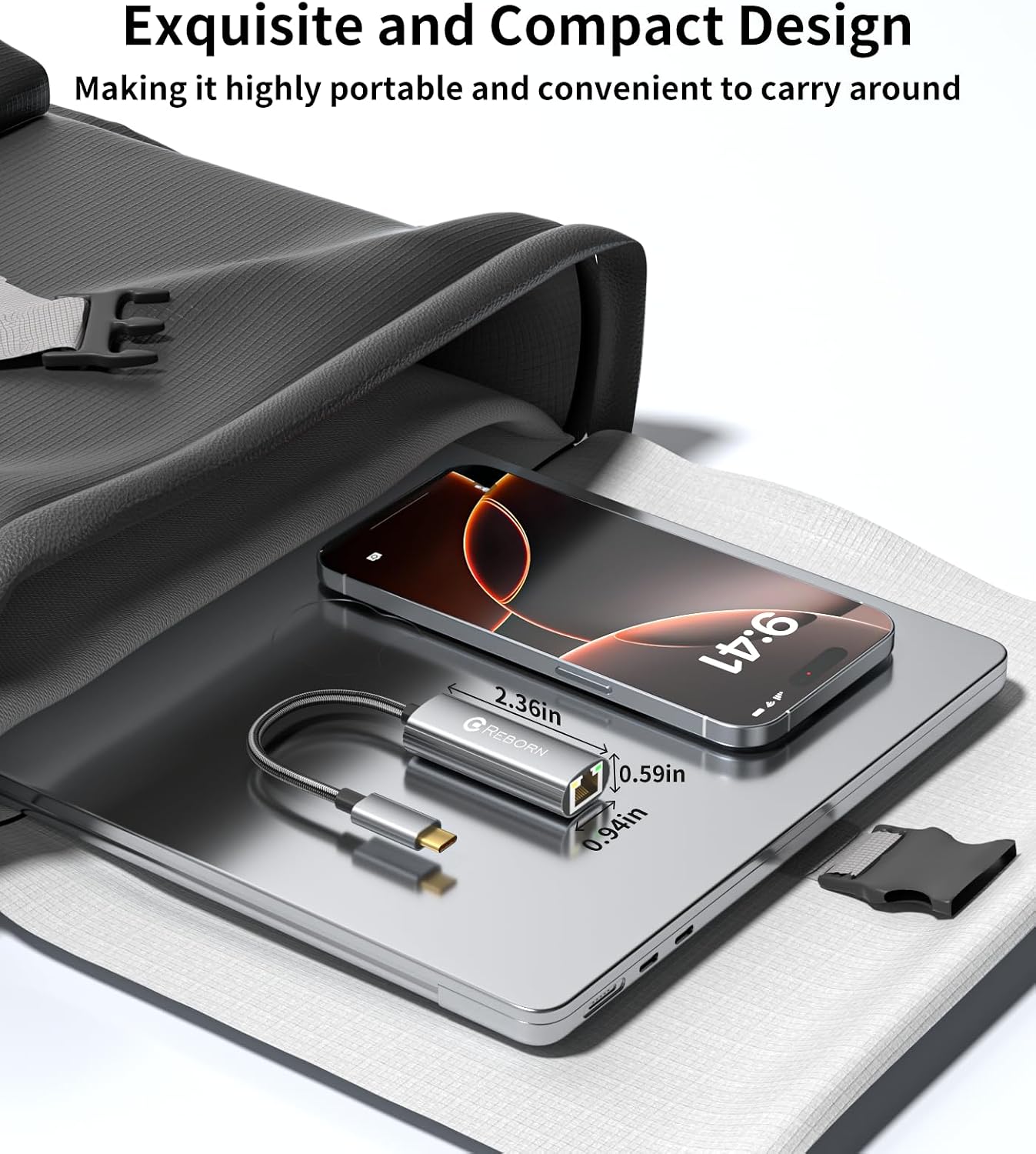 Thumbnail 5 de Reborn USB C to Ethernet Adapter 1000 Mbps