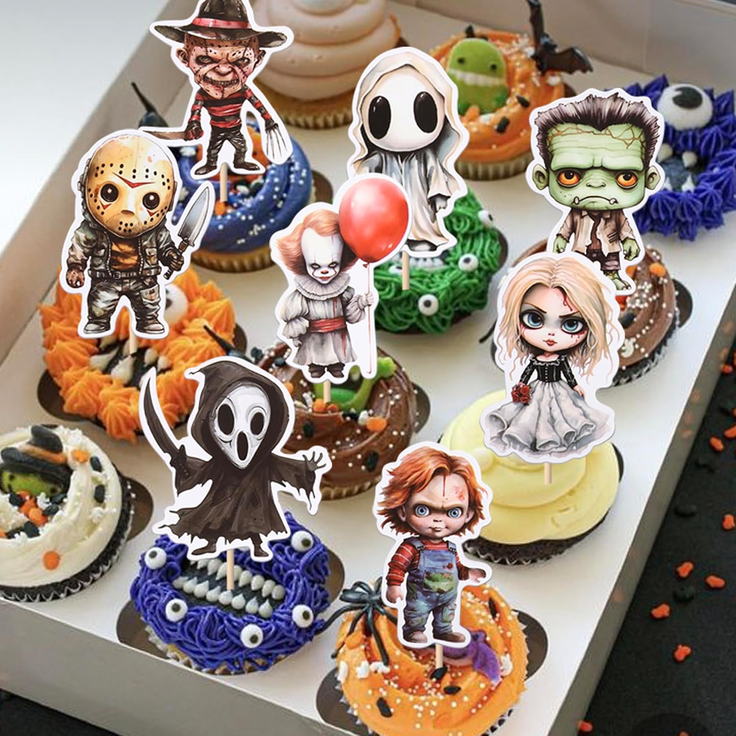 Detalle de Xsstarmi 40 Pack Classic Movie Cupcake Toppers for Horror and Theme Parties