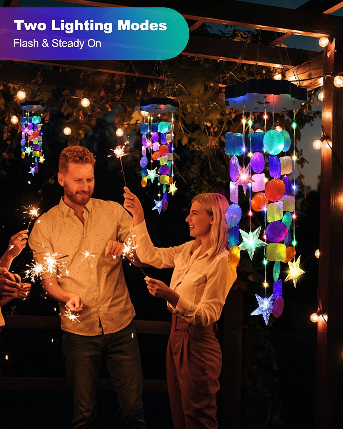 Thumbnail 1 de Toodour Wind Chimes Solar Shell Lights, Multicolor Outdoor Decor