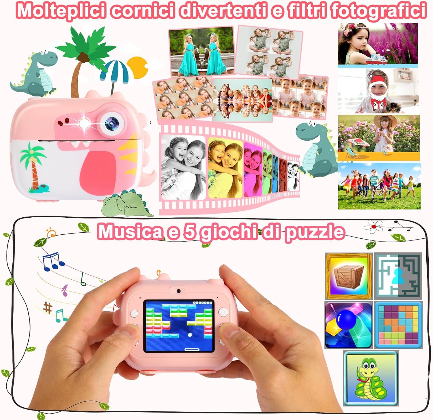 Thumbnail 4 de ARNSSIEN M3 fotocamera istantanea 1080P per bambini