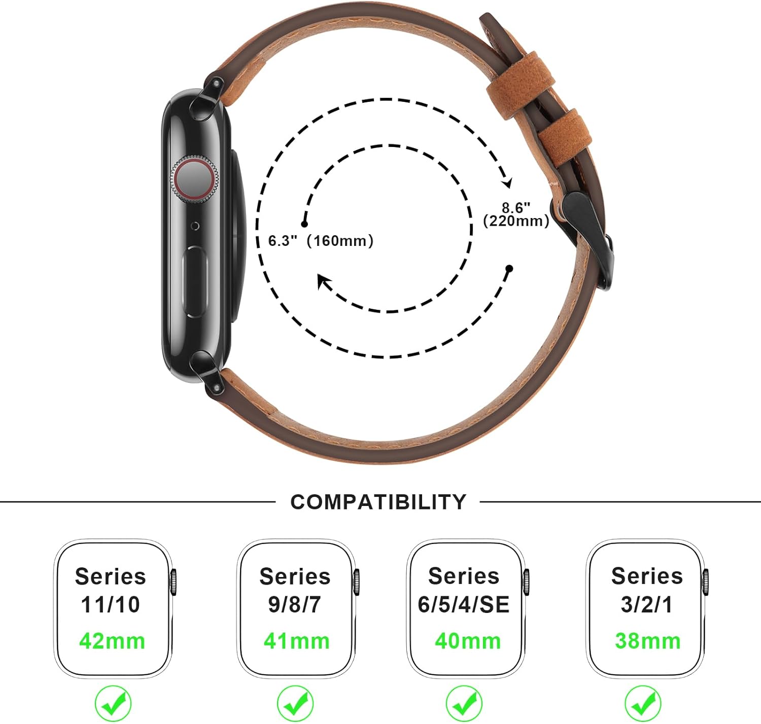 Thumbnail 4 de Anlinser leather Apple Watch straps 42mm