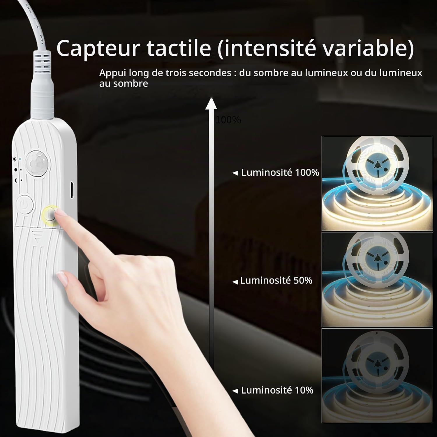 Thumbnail 6 de Clearhill 5VRE-SEN-2-1P4000K COB-ledstrip met sensor, dimmer en 1500 mAh