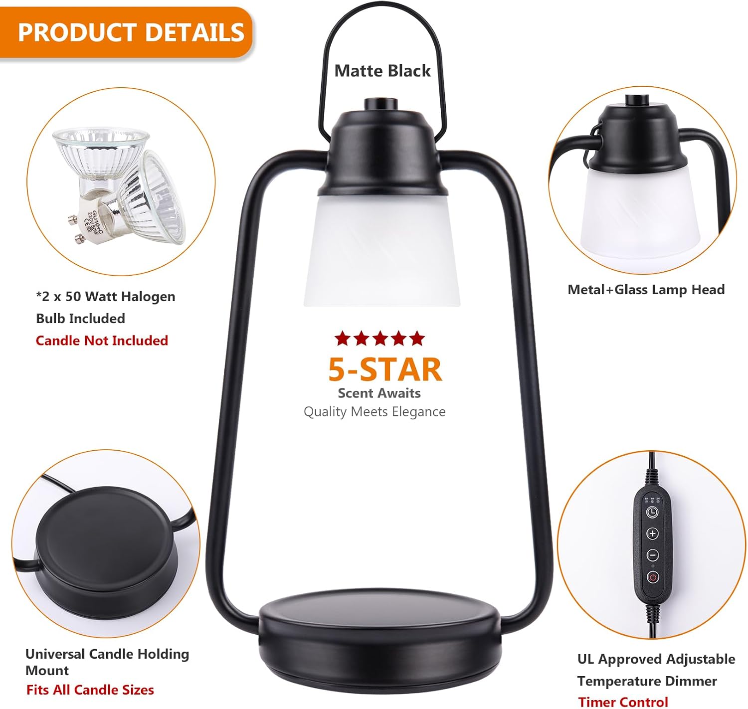 Thumbnail 4 de MAOYUE Candle Warmer Lamp with Timer, 2 Bulbs ⚡