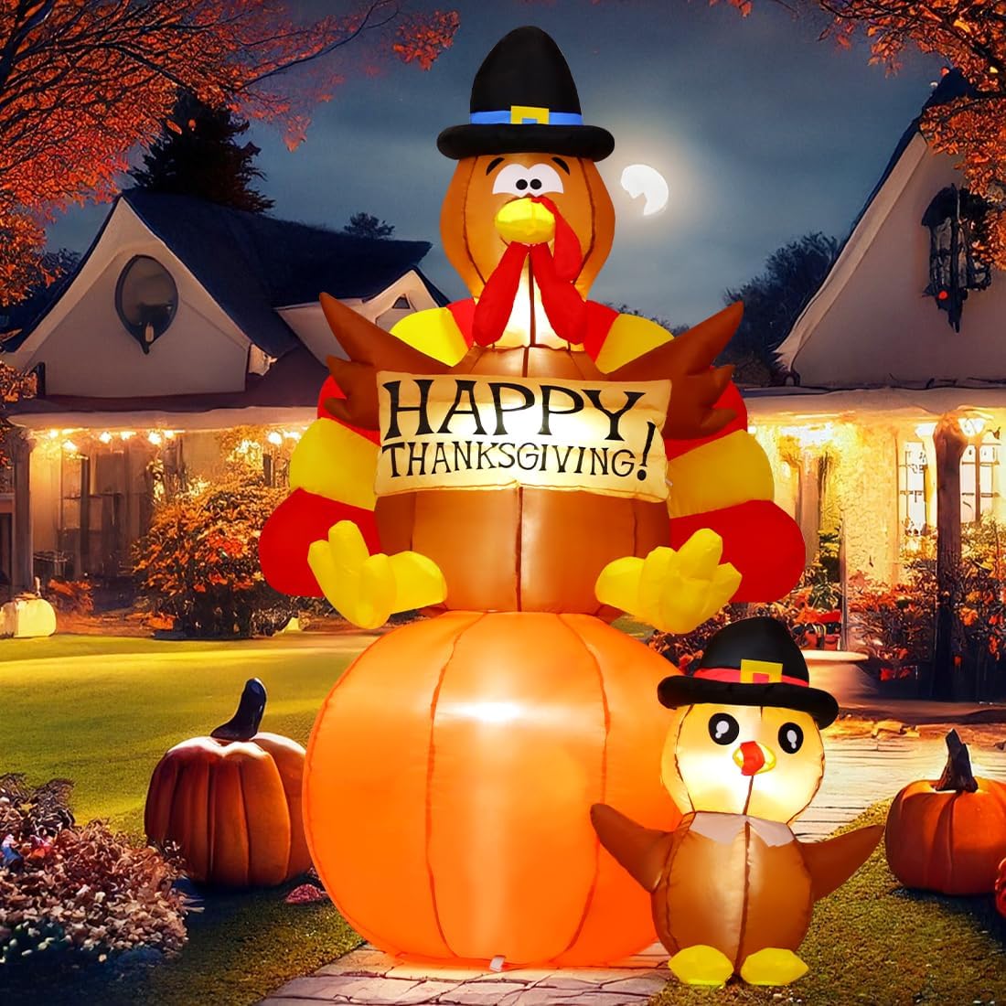 Detalle de GOOSH 6-Foot Thanksgiving Inflatable Turkey with Built-In LEDs