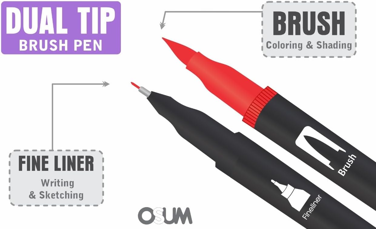 Detalle 2 de OSUM Colouring Pens wallet of 24 dual-tip markers 🎨