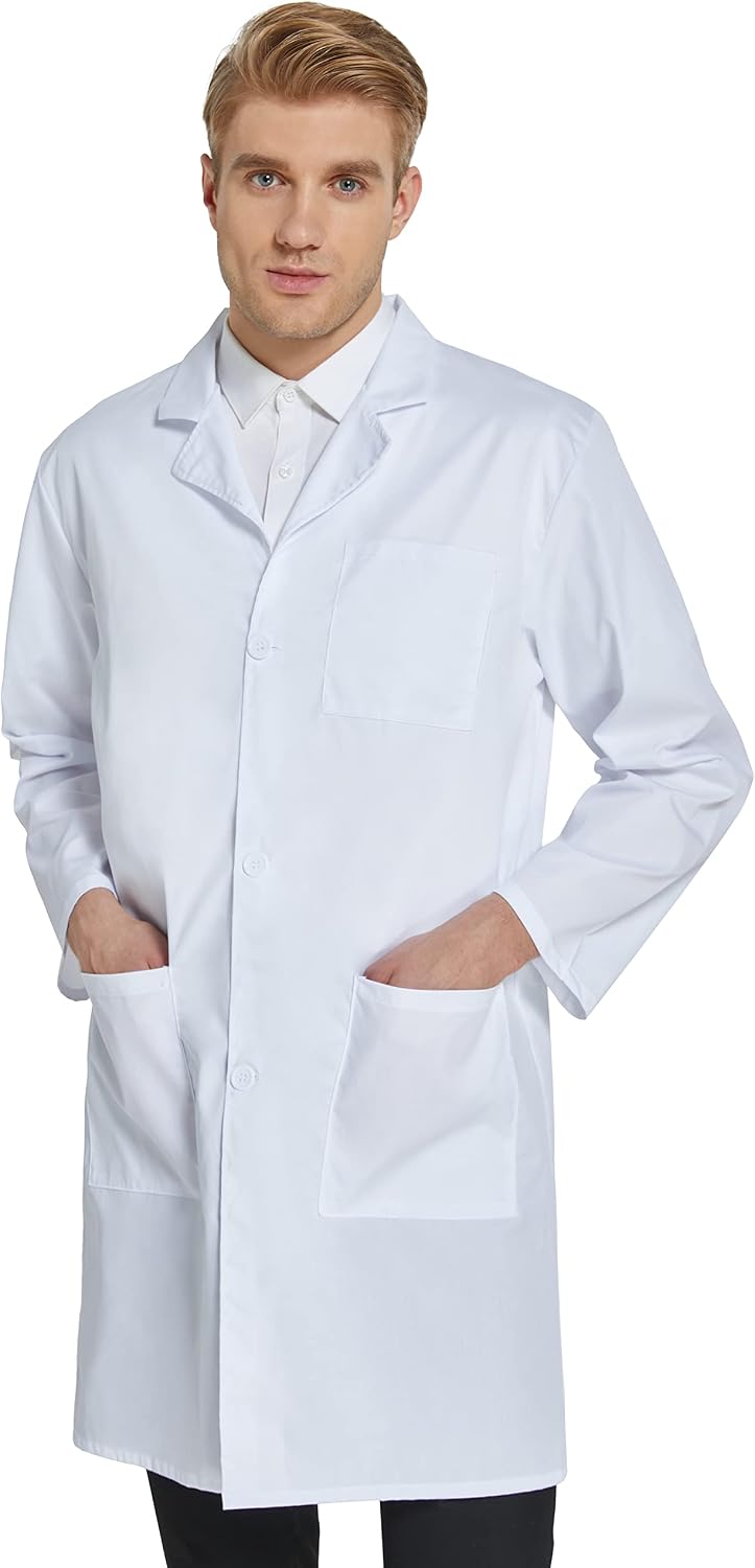 Thumbnail 2 de VOGRYE Men's White Lab Coat with 3 Pockets, 65/35 Blend, 41-Inch Length