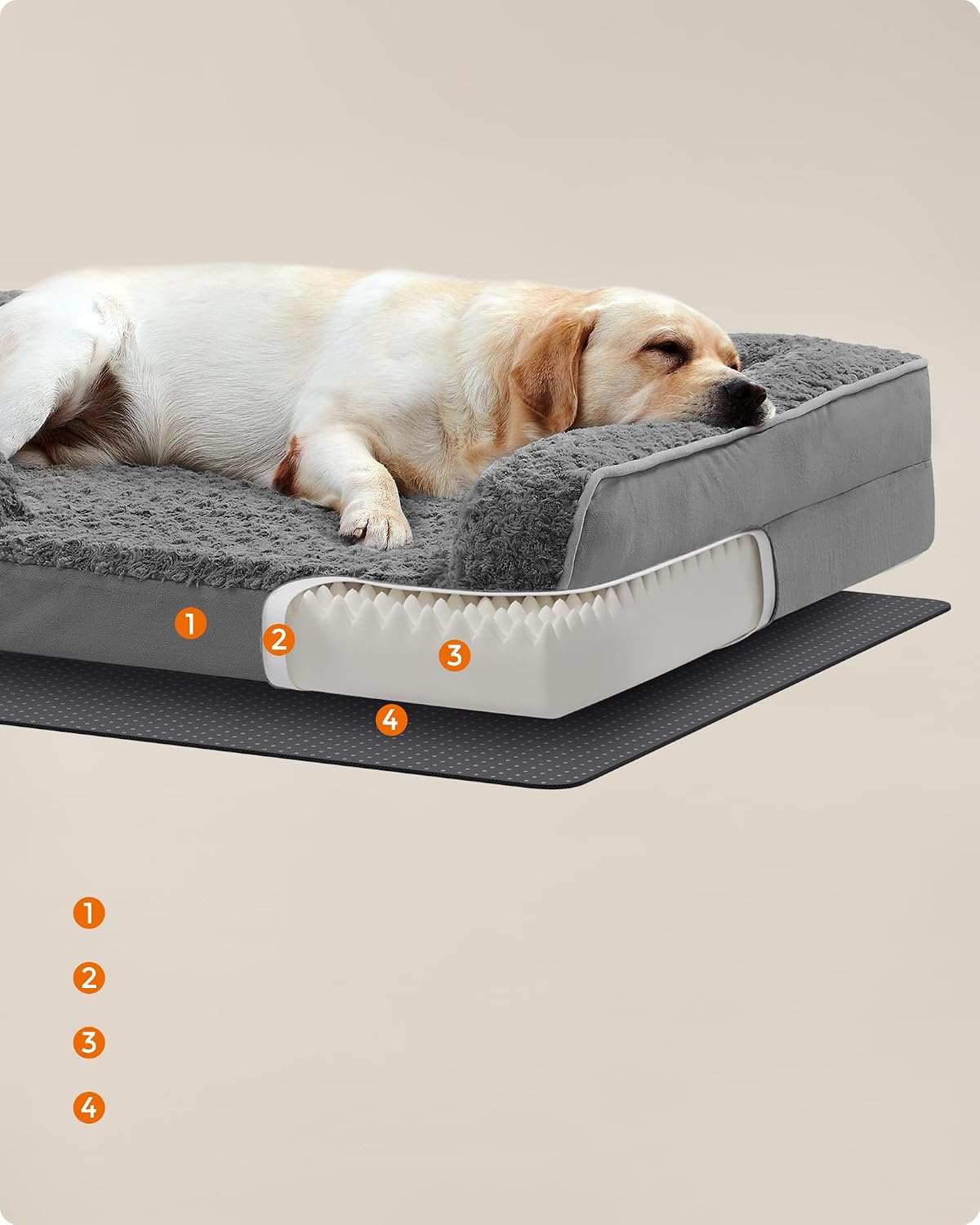 Detalle 2 de Feandrea Orthopedic Dog Bed for Large Dogs with Memory Foam and Waterproof Liner (122 x 89 x 18 cm)