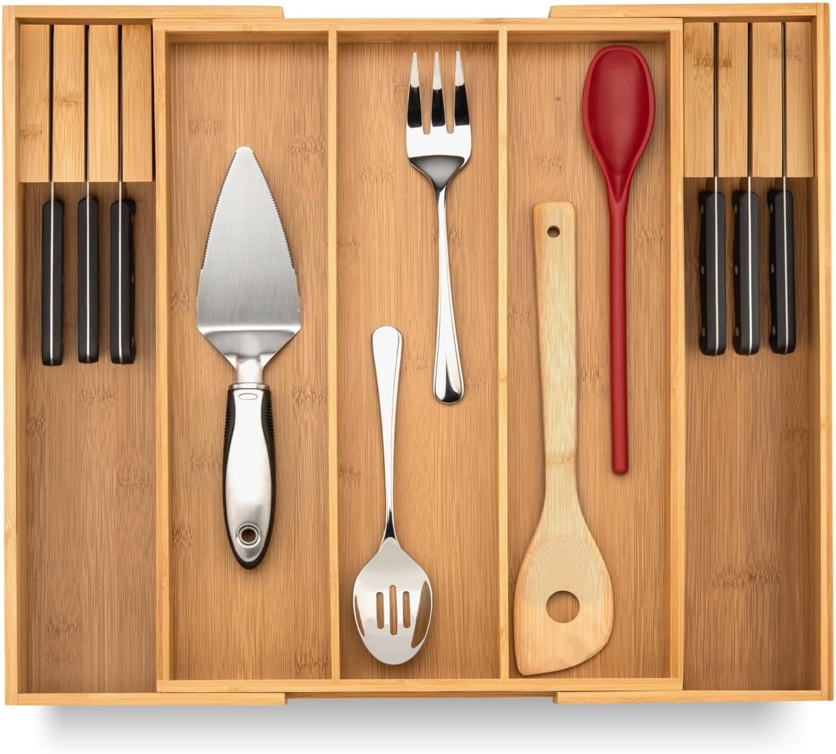 Thumbnail 6 de Purawood Kitchen Drawer Organizer - Expandable Bamboo Silverware Tray (3-5 Slots)