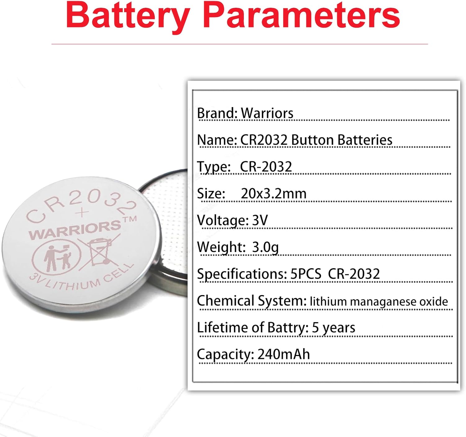 Detalle 2 de CR2032 Knopfzellen 3 V 240 mAh für Geräte