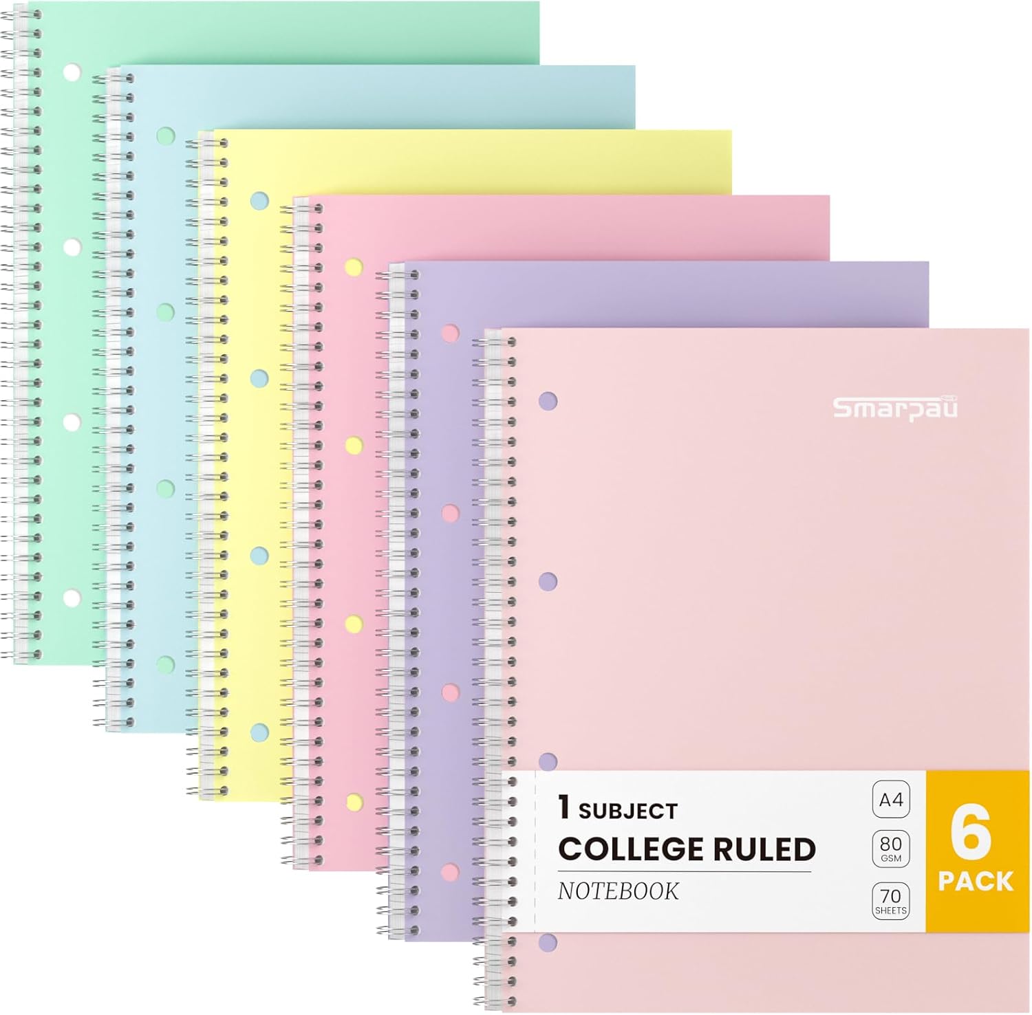 Smarpau A4 Wirebound Notebook 6 Pack