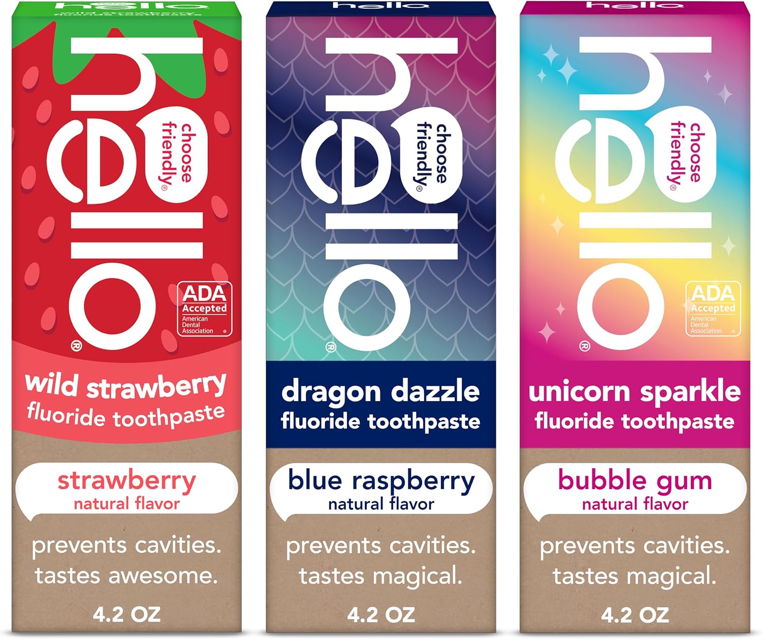 Detalle de Hello Kids Fluoride Toothpaste 3-Pack, 4.2 oz 🪥